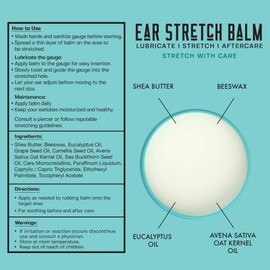 BASE LABORATORIES Ear Stretching Balm For Ear Gauges | Ear Stretching Balm For Earlobe Stretching & Preparation | All Natural Piercing Aftercare With Shea Butter & Eucalyptus Oil | 2PK