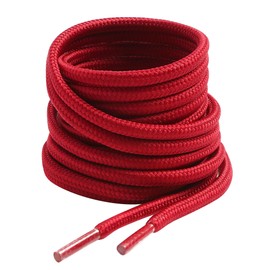 VSUDO 63 Inches Round Burgundy Red Boot Laces, 5/32" Diameter Shoe Laces for Boots, Heavy Duty Work Shoestrings, Hiking Shoelaces for Men or Women (2Pairs-Burgundy Red-160CM)