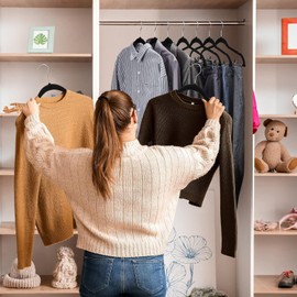 VECELO 40 Pack Velvet Clothes Hangers with Adjustable Clips,Heavy-Duty Non Slip & Space-Saving with 1 Magic Hangers & 2 Tie Rack for Suit Coat Pants Skirt Dresses