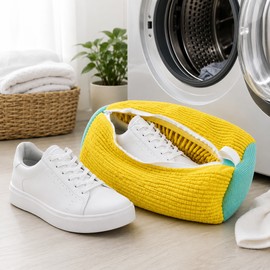 2pcs Shoe Washing Machine Bag – Protective Laundry Bag with Fluffy Cleaning Fibers