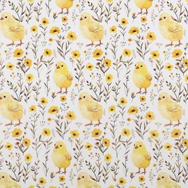 RUSPEPA Chicken Wrapping Paper Roll, Mini Roll, 17 Inches x 16.4 Feet, Yellow Chicken, Floral Design Gift Wrap Paper, Farm Animal Wrap Paper for Farmer, Kids' Birthday Party and Special Occasions