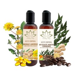 Dúo De Aceites Orgánicos Para Masaje Corporal Con Vitamina E (DÚO DRENAJE LINFÁTICO Y REDUCTIVO)