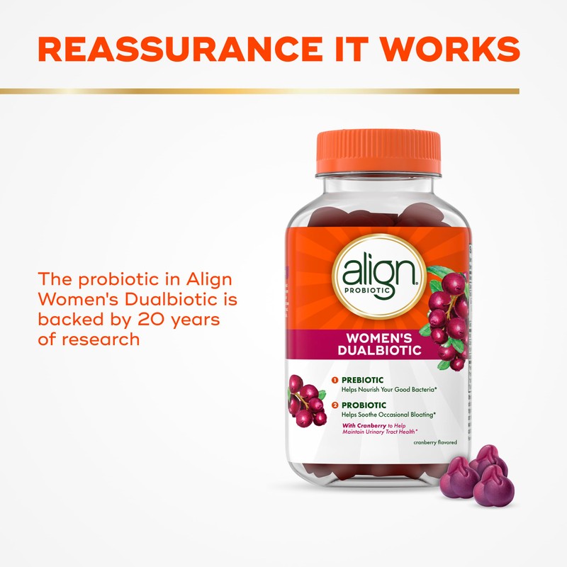 Align Align Probiotic, Women's Dualbiotic Gummies, Cranberry Flavor, 90ct