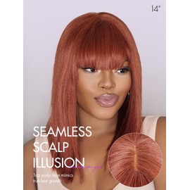 LUVME HAIR 12 Inch Reddish Brown Light Yaki Straight Human Hair Bob Wig With Bangs