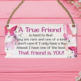 Friendship Plaque - Heartfelt 'True Friend' Quote - Perfect for Birthday, Christmas or Just Because. Appreciation Gift for Best Friend - Bestie Home Decor Sign