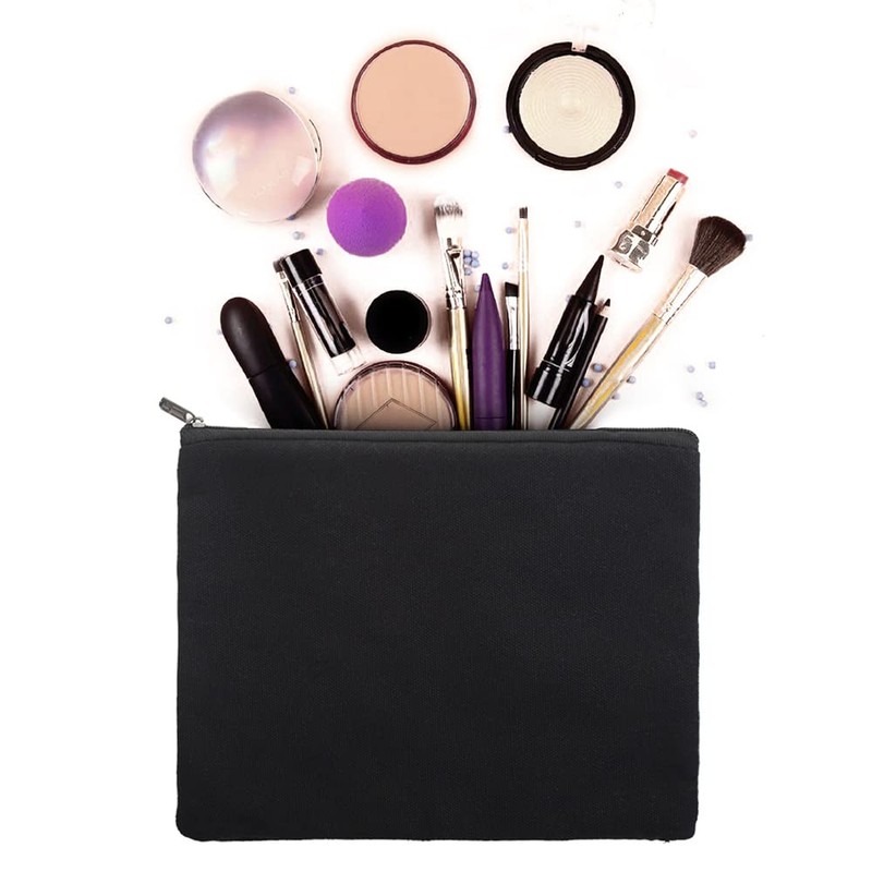 Aspire 6-Pack Black 12oz Cotton Canvas Zipper Bags Pen/Pencil Cases