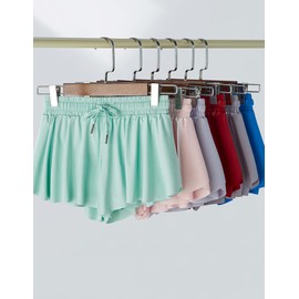 3 Pack Girls Flowy Shorts with Spandex Liner 2-in-1 Youth Butterfly Skirts for Fitness, Running, Sports (Set 9, Youth Small)