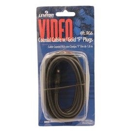 Leviton C6851-G6E RG6 Cable coaxial chapado en oro, 6 pies, negro