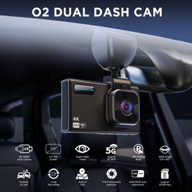 ONDASHCAM Dash Cam Front and Rear, 4K/1080P Full HD Car Camera Dash Cam, 3.5" IPS Screen, Free 32GB Card, Built-in WiFi, GPS, Night Vision, G-Sensor, 170° Angle, 24H Parking Mode, Support 512GB Max