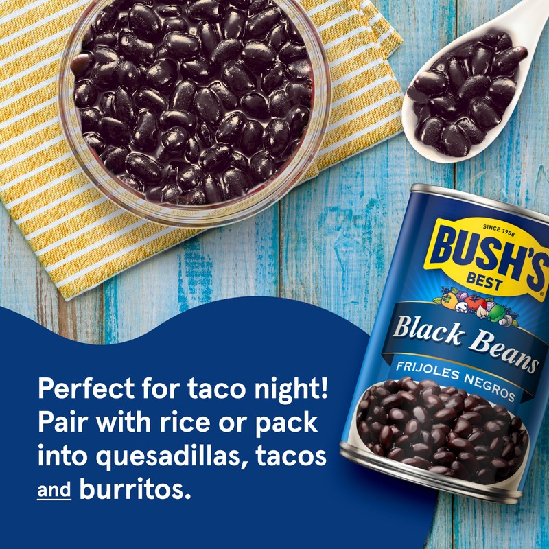 BUSH'S BEST 15 oz Canned Black Beans, Source of Plant
