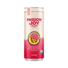 Passion Joy Organic Soda – Passion Fruit & Guava, 12 oz Slim Cans (Pack of 12)