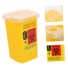 IWOWHERO 1PC Razor Blade Disposal Container Yellow Plastic Storage Box for Barbershop Salon Durable Waste Collector for Used Blades Pen Needles Easy to Carry Use