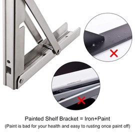 YUMORE 24" Folding Shelf Brackets, Max Load: 330lb Heavy Duty Stainless Steel Collapsible Shelf Bracket for Table Work Bench, Space Saving DIY Bracket, Pack of 2