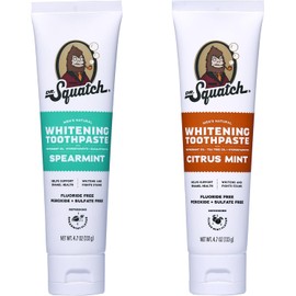 Dr. Squatch Hydroxyapatite Toothpaste Whitening - Natural, Fluoride-Free Toothpaste - Enamel Support - Day & Night Set - Citrus Mint & Spearmint, (4.7 oz, 2-Pack)