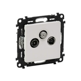 Legrand, Valena Life, TV-R-SAT Star Socket, TV Socket, Attenuation 1.5 dB, includes Ultra White Ultra White Cover Plate & Support Frame, UHD TV Compatible, 753152