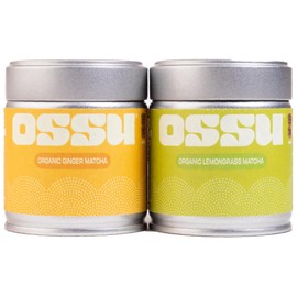 OSSU - Ginger + Lemongrass - Organic Matcha Tea Powder | Japanese | Pack of 2 | 40g Tins | True Ceremonial Grade | Spring Harvest | UJI, Kyoto | Stone-Ground