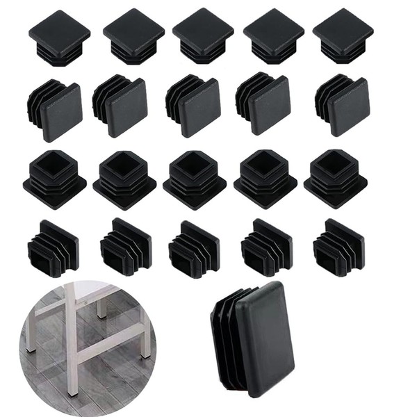 Square Plastic Plugs, 20 Pack 1.25 Inch Tube End Cap,