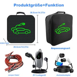 LOTHID EV Charging Cable Bag Made of 1680D Nylon, Robust Storage Bag for Type 1/Type 2 Charging Cable, Waterproof and Shockproof, Ideal for Car Boot, Garage or Travel