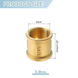 sourcing map 3Pcs G3/4" x1-1/4 Brass Pipe Fittings, Coupling Connector Straight Hex Nipple Coupler Adapter Pipe Connection Accessories for Plumbing Industrial and Residential, Brass