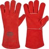Premium Cowhide Barbecue Gloves Real Leather Red