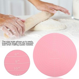 Baking Mat Round Silicone Pastry Mat, Nonslip Sheet Mat with Measurement, Nonstick Dough Rolling Mat Food Grade Silicone Counter Mat for Making Cakes Cookies Macarons Bread and Pastry