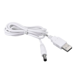 Rebower DC Power Cable USB Male to Male Connectors Jack Socket Wire [for CCTV DVR LED Strip Light] - 5.5x2.5mm/ 2A/ White