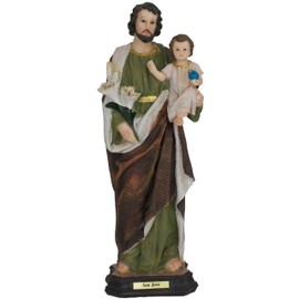 San Jose 11.5" San Jose con Niño Jesus Jose De Nazaret Resin Religious Figure