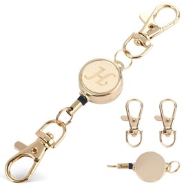 LanFly Reel Keychain, Round, Cute Circle Design, Carabiner, Metal Reel, For Hanging Name Tags, Small Reel, Pass Case, Includes Strap, Reel Included, Pass Case, Prevents Loss of Keys, Gray Beige H