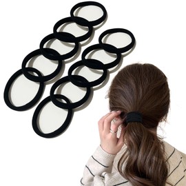 Fuyunohi Hair Tie, Black, Stylish, Adults, Hair Accessories, Bun Traceless Hair Tie, Hair Clip, Stretchable, Thick, High Elasticity, 10 Piece Set, Accessories, Cute, Korean Style, Simple, Plain, Elegant, Accessory, Won't Break, Black