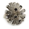 Avalaya Crystal 'Starburst' Flex Ring In Silver Tone - Size