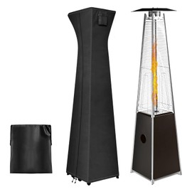 PureFit Waterproof Pyramid Torch Patio Heater Covers with Zipper, Heavy Duty Garden Windproof Heater Protector, UV-resistant Windproof Standing Heater Covers, Black, 23”L x 23”W x 90”H