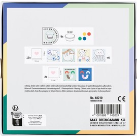 folia Happy Safari 48210 Finger Paint Set, Creative Set with 5 x 30 ml Luminous Finger Paint, 10 Painting Templates with Animal Motifs and 2 Mixing Templates, Includes Instructions (English language
