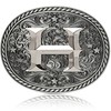 Western Cowboy/Cowgirl Initial Belt Buckle - Silver- Large, Letter Western
