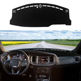 Xhfarce Fit for Dodge Charger 2011-2023 Accessories (Without HUD) Dash Cover Custom Dashboard Cover Mat Non-Slip Pad Sunshield Cover Center Console Protector Cover Mat Anti-Glare,Black Edge