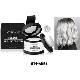 VERONNI Hairline Powder, Root Cover Up Receding Hairline Powder with Puff Waterproof Long Lasting Conceals Gray Hair, Fills Gaps (white, 14)