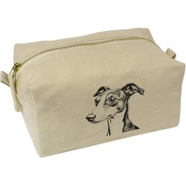 'Whippet Dog' Canvas Wash Bag/Makeup Case (CS00041918)