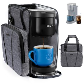 BAGSPRITE Coffee Maker Travel Bag Compatible with Keurig K-Express Coffee Maker, K-Iced Single Serve Coffee Brewer Carrying Case with Multiple Pockets for K-Cup Pods, Storage Bag With Shoulder Strap