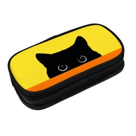 Perinsto Funny Black Cat Animal Pencil Case Big Capacity Multi Compartment Stationery Box Pencil Pouch Holder Desk Organizer For School Office Home, Black