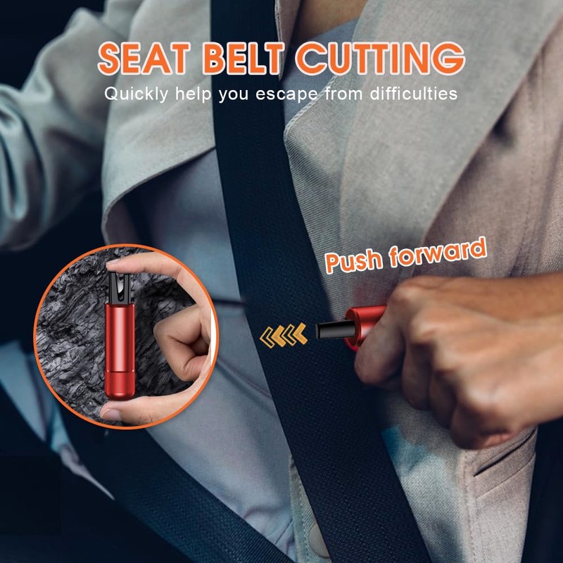 Chamgeco 2PCS Car Glass Breaker with Seatbelt Cutter, Portable 2-in-1