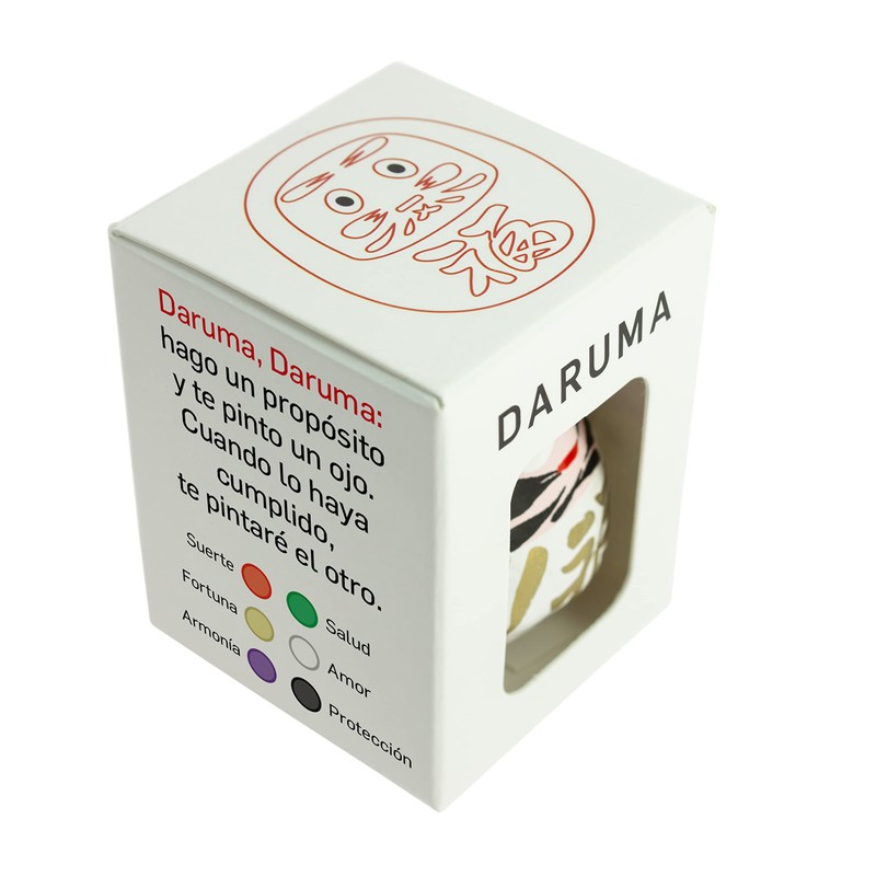 Tierra Zen Daruma Painted Papier Mache, White, 4.5 cm