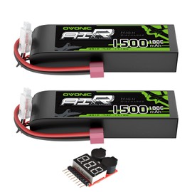 OVONIC 7.4V Lipo Battery 100C 1500mAh 2S Soft Case with Dean-Style T Connector for Foamy Airplane Small Helicopter 55mm EDF RC Plane RX TX and 1/12 1/14 1/16 1/18 Scale RC Cars (2 Packs)