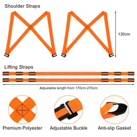 URAQT Lifting Straps for Movers,2 Pcs Anti-Slip Moving Straps Carrying Straps,2-Person Shoulder Lift and Mobility System Lift Straps,Easily Lift and Carry For Moving Furniture,Appliances,Mattresses