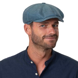 Stetson Hatteras Ellington Flat Cap - Mottled Hat - Classic Flat Cap - Wide Fit Style - Made in the EU - Men and Women - All Year Round, charcoal