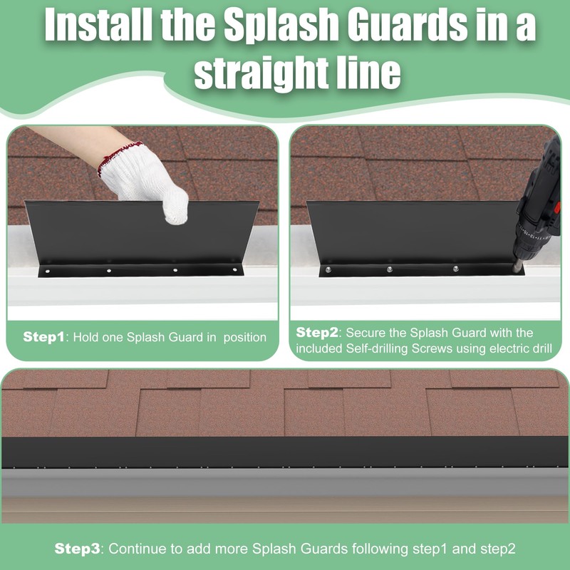 Memrita 8 Pcs Gutter Valley Splash Guards Roof Rain Diverter,