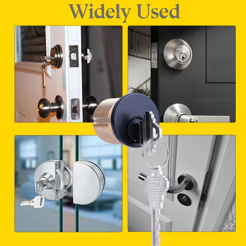 2 Pack Brass Mortise Door Cylinder Lock, 1 1/8" Inch