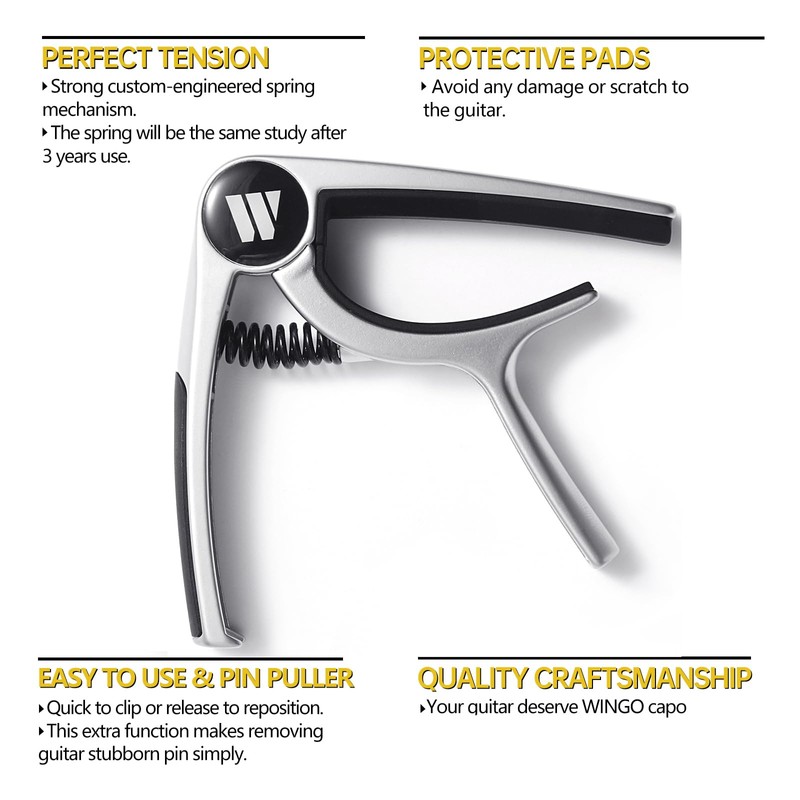 WINGO Guitar Capo for Acoustic and Electric Guitars, Ukulele, Mandolin,