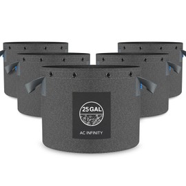 AC Infinity AC Infinity Heavy Duty Fabric Pots, 25 Gallon Aeration Reusable Grow Bags 5-Pack with 500G Thick Nonwoven Fabric and Multi-Purpose Rings, for Low Stress Plant Training Fruits, Vegetables, and Flowers