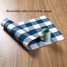 Softopia Cotton Cloth Placemats 100% Cotton 13"x19" Buffalo Check Decorative Washable Set of 4 Table Placemat for Dining, Holidays, Buffet Parties & Wedding Use - Teal Green White