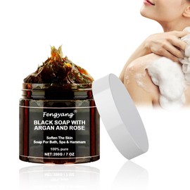 Fengyang Schwarze Seife Körperpeeling Seife, Black Soap, Peeling Duschgel für Weiche Haut, Peeling Körperwaschmittel, Exfoliating Soap, Tiefenreinigung Peeling