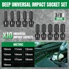 SK 3/8" Drive Universal Impact Socket Set, Deep Swivel Impact